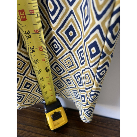 NWT J. McLaughlin Devon sleeveless crewneck fitted navy gold diamond midi sz M - Picture 9 of 9